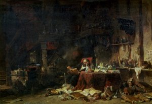 Interior de um estudo de alquimista